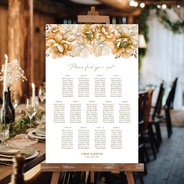 Poster Gráfico de Assentos de Casamento Floral Laranja Me