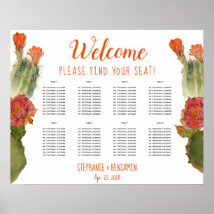 Poster Gráfico de Assentos de Casamento Floral Mesa 8 Flo