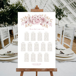 Poster Gráfico de Assentos de Casamento Floral Rosa 13 Me