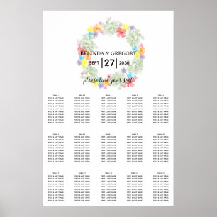 Poster Gráfico de Assentos de Casamento Floral Russo