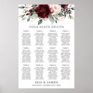 Poster Gráfico De Assentos De Casamento Floral Russo De 