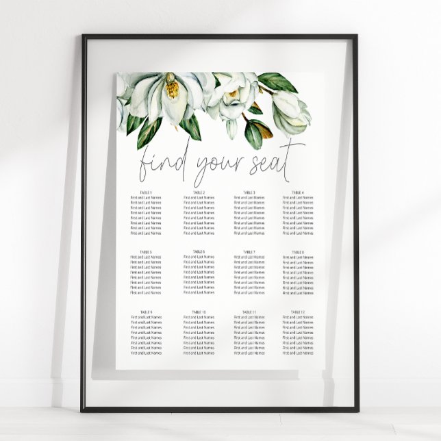 Poster Gráfico de Assentos de Casamento Floral Rústico Ma (Criador carregado)