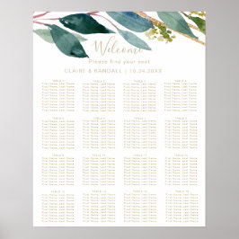 Poster Gráfico de Assentos de Casamento Folhagem Geométri