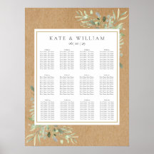 Gráfico de Assentos de Casamento Folhas de Verdura