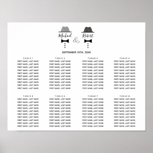 Poster Gráfico de Assentos de Casamento Gay Preto e Branc