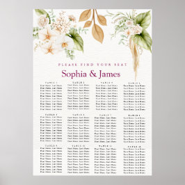 Poster Gráfico de assentos de casamento geométrico floral