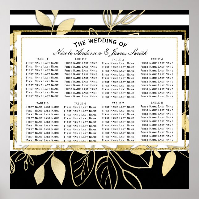 Pôster Gráfico de Assentos de Casamento Glamouroso Botâni (Frente)