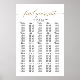 Poster Gráfico de Assentos de Casamento Grande com 25 Mes