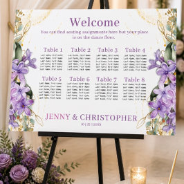 Poster Gráfico de Assentos de Casamento Lilás Roxo