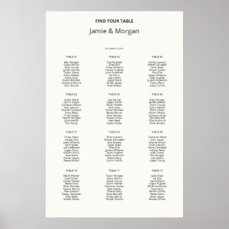 Poster Gráfico de Assentos de Casamento Marfim Imprimível