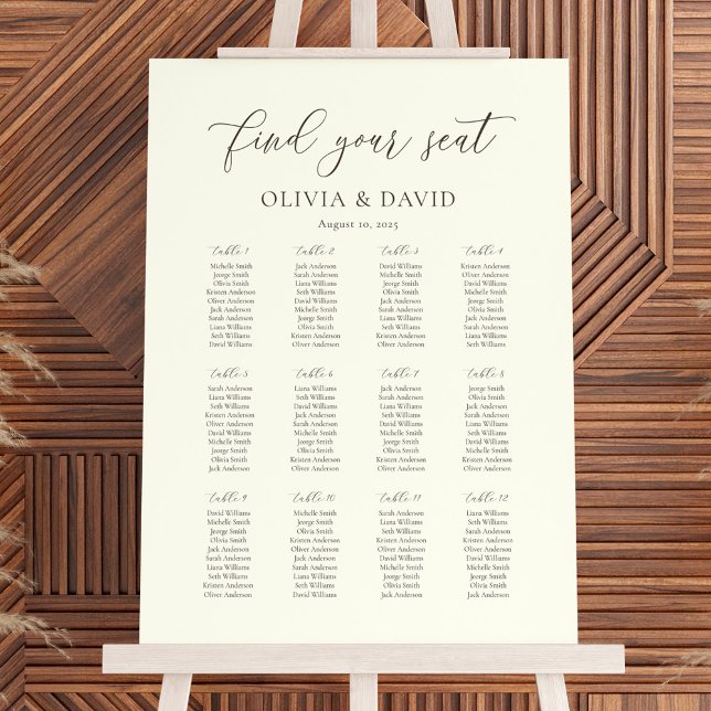 Poster Gráfico de Assentos de Casamento Mesa 12 Marfim e  (Criador carregado)