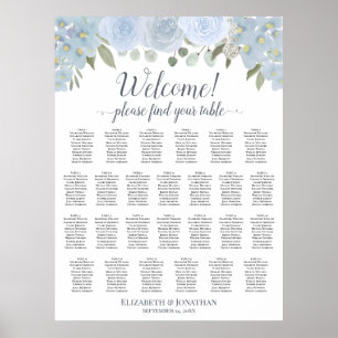 Poster Gráfico de Assentos de Casamento Mesa 26 Floral Az