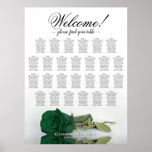 Poster Gráfico de Assentos de Casamento Mesa 26 Rosa Verd
