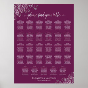 Poster Gráfico de Assentos de Casamento Mesa 29 Plum Mage
