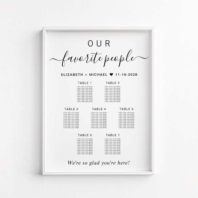 Poster Gráfico de Assentos de Casamento Mesa 7 Pessoas Fa (Criador carregado)