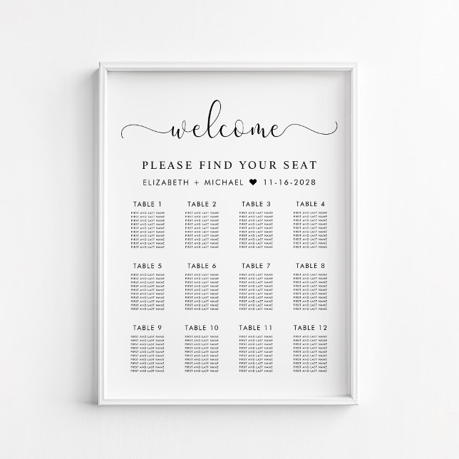 Poster Gráfico de Assentos de Casamento Mesa Chic 12 (Criador carregado)