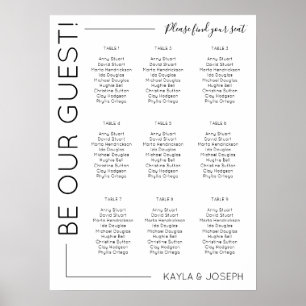 Poster Gráfico de assentos de Casamento Minimalista de 9