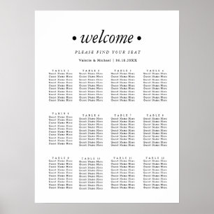 Poster Gráfico de Assentos de Casamento Minimalista Preto