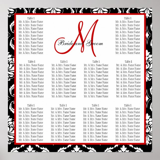 Poster Gráfico de Assentos de Casamento modelo Vermelho (Frente)