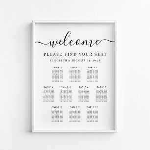 Poster Gráfico de Assentos de Casamento Moderno para 10 M