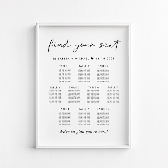 Poster Gráfico de Assentos de Casamento Moderno para 10 M (Criador carregado)