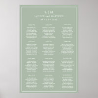 Gráfico de Assentos de Casamento Monograma Verde O
