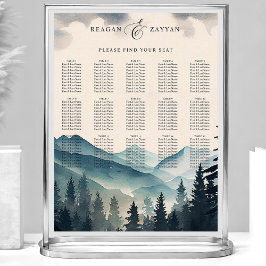 Poster Gráfico de Assentos de Casamento Montanha de Pinhe