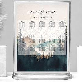 Poster Gráfico de Assentos de Casamento Montanhas Aguarel