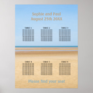 Poster Gráfico de Assentos de Casamento na Praia com 6 Me