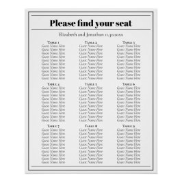 Pôster Gráfico de Assentos de Casamento Negro e Branco Mi