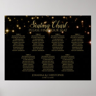 Poster Gráfico de Assentos de Casamento Negro Mesa Sparkl