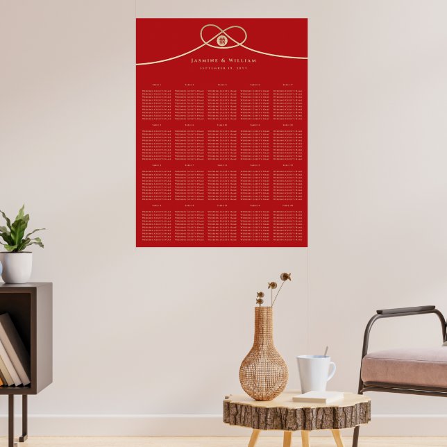 Poster Gráfico de Assentos de Casamento Nó Dourado Dupla  (Sala de Estar 3)