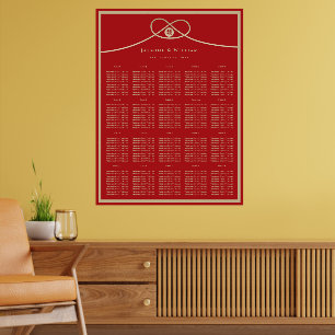 Poster Gráfico de Assentos de Casamento Nó Dourado Dupla