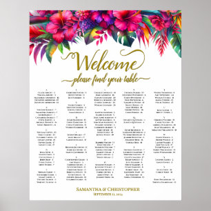 Poster Gráfico de Assentos de Casamento no Jardim Tropica