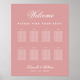 Poster Gráfico de assentos de casamento Pink 8 Table Dust