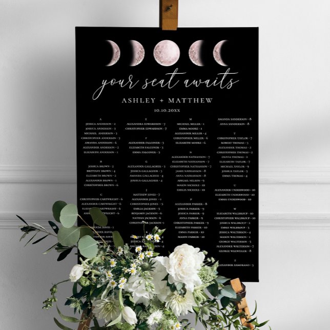 Poster Gráfico de Assentos de Casamento por Ordem Alfabét (Criador carregado)