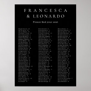 Poster Gráfico de Assentos de Casamento Preto Clássico Si