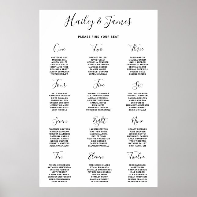 Poster Gráfico de Assentos de Casamento Preto e Branco El (Frente)