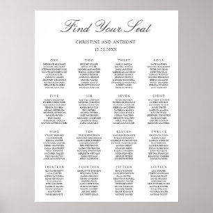 Poster Gráfico de Assentos de Casamento Preto e Branco Ol