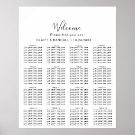 Poster Gráfico de Assentos de Casamento Preto e Cinza em