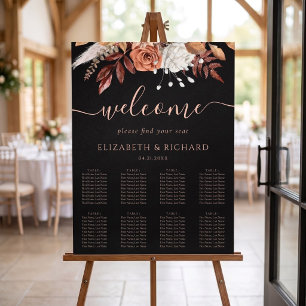 Poster Gráfico de Assentos de Casamento Preto Flor Terrac