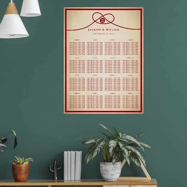 Poster Gráfico de Assentos de Casamento Red Knot Double H (Sala de Estar 1)