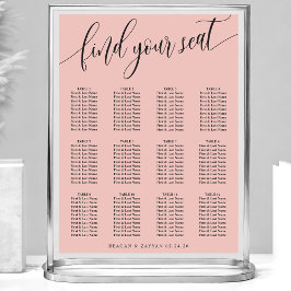 Poster Gráfico de Assentos de Casamento Rosa Coral Suave 