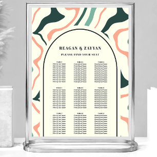 Poster Gráfico de Assentos de Casamento Rosa Pastel com A