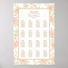 Poster Gráfico de Assentos de Casamento Rosa Pêssego