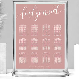 Poster Gráfico de Assentos de Casamento Rosa Poeira Simpl