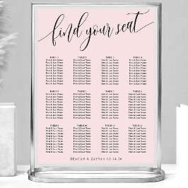 Poster Gráfico de Assentos de Casamento Rosa Simples