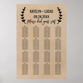 Poster Gráfico de Assentos de Casamento Rustic Chic Faux
