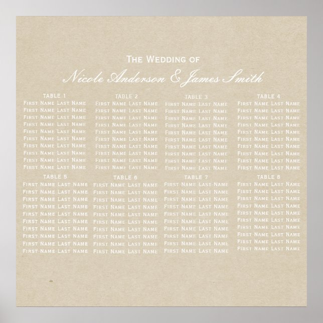 Poster Gráfico de Assentos de Casamento Rústico Moderno M (Frente)