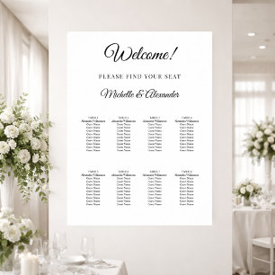 Poster Gráfico de assentos de casamento simples branco